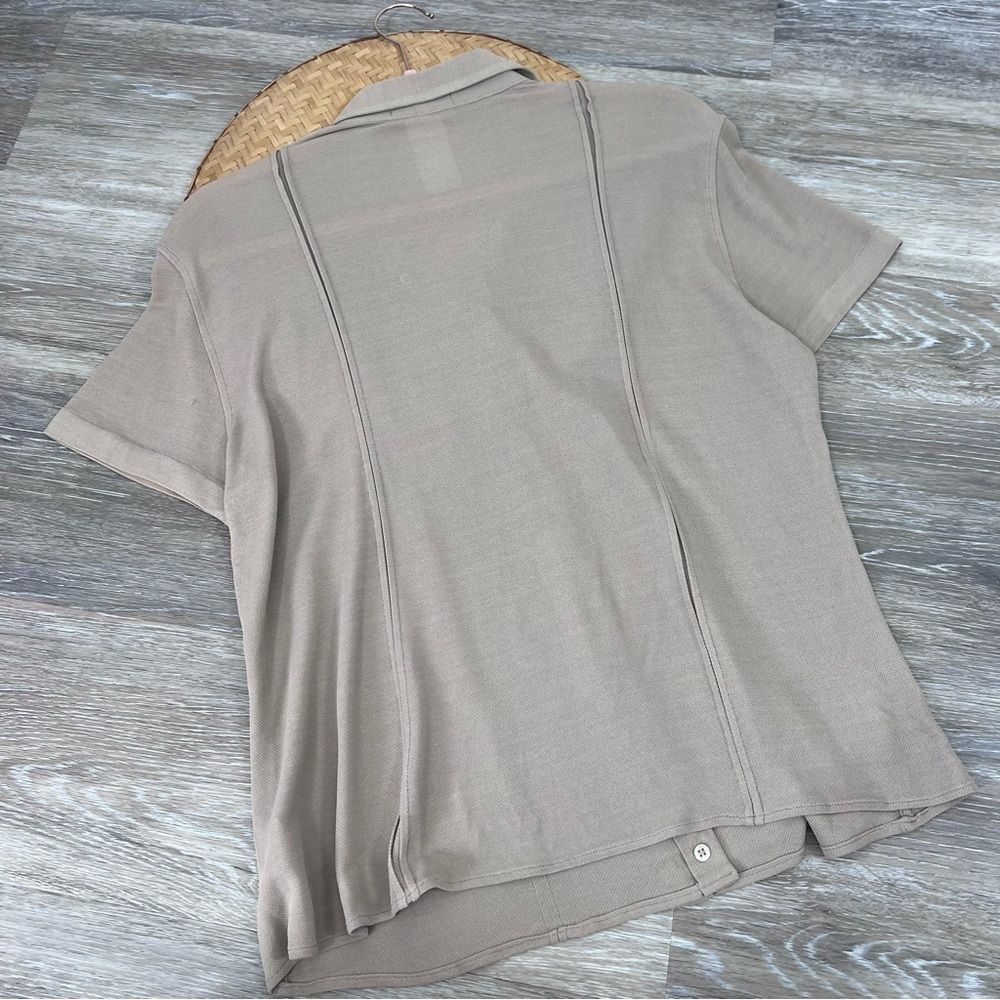Jil sander beige mesh rayon short sleeve button down blouse - Picture 5 of 8